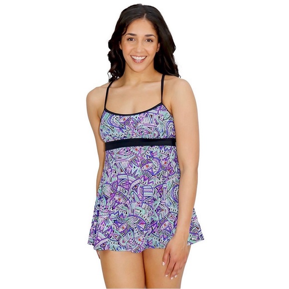 A Shore Fit Hip Minimizer Empire One-Piece Swim Dress - Picture 6 of 11